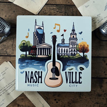 Load image into Gallery viewer, Ceramic Coaster  - Nashville Music Landmark Illustration

