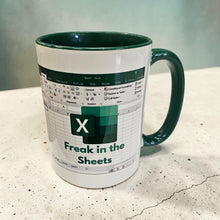Load image into Gallery viewer, 15 oz Extra Large Coffee Mug - Freak in the Sheets Spreadsheet
