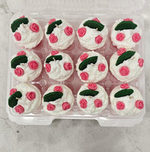 Load image into Gallery viewer, 12 Pack - Scented Pink Floral Decorated Cupcake Candles

