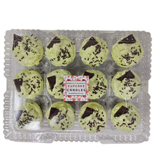 Load image into Gallery viewer, 12 Pack - Scented Chocolate Mint Patty Cupcake Candles
