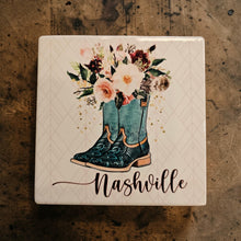 Load image into Gallery viewer, Ceramic Coaster  - Nashville Floral Boots
