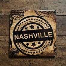 Load image into Gallery viewer, Ceramic Coaster - Nashville Brown Stamp
