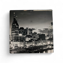 Load image into Gallery viewer, Ceramic Coaster  - Nashville Batman Building Downtown B&amp;W
