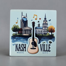 Load image into Gallery viewer, Ceramic Coaster  - Nashville Music Landmark Illustration
