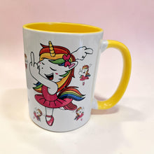 Load image into Gallery viewer, Funny Unicorn Mug – Ballerina Unicorn Flipping the Bird – Sassy Ballet Unicorn Coffee Mug, 15 oz Ceramic, Double-Sided Print
