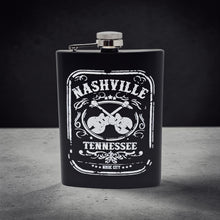 Load image into Gallery viewer, Large 8 oz Hip Flask - Nashville Music City
