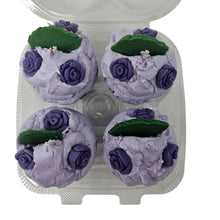 Load image into Gallery viewer, 4 Pack - Scented Purple Floral Cupcake Candles
