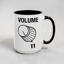 Load image into Gallery viewer, This One Goes to 11 Mug – Funny Guitar Amp Knob Coffee Mug – 15 oz Ceramic Music Lover Mug – Dishwasher Safe
