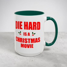 Load image into Gallery viewer, Die Hard Is a Christmas Movie Mug – Funny Holiday Movie Debate Coffee Mug – 15 oz Ceramic, Double-Sided Print
