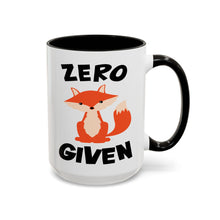 Load image into Gallery viewer, Funny Fox Mug – “Zero Fox Given” – Cute Fox Pun Coffee Mug, 15 oz Ceramic, Double-Sided Print
