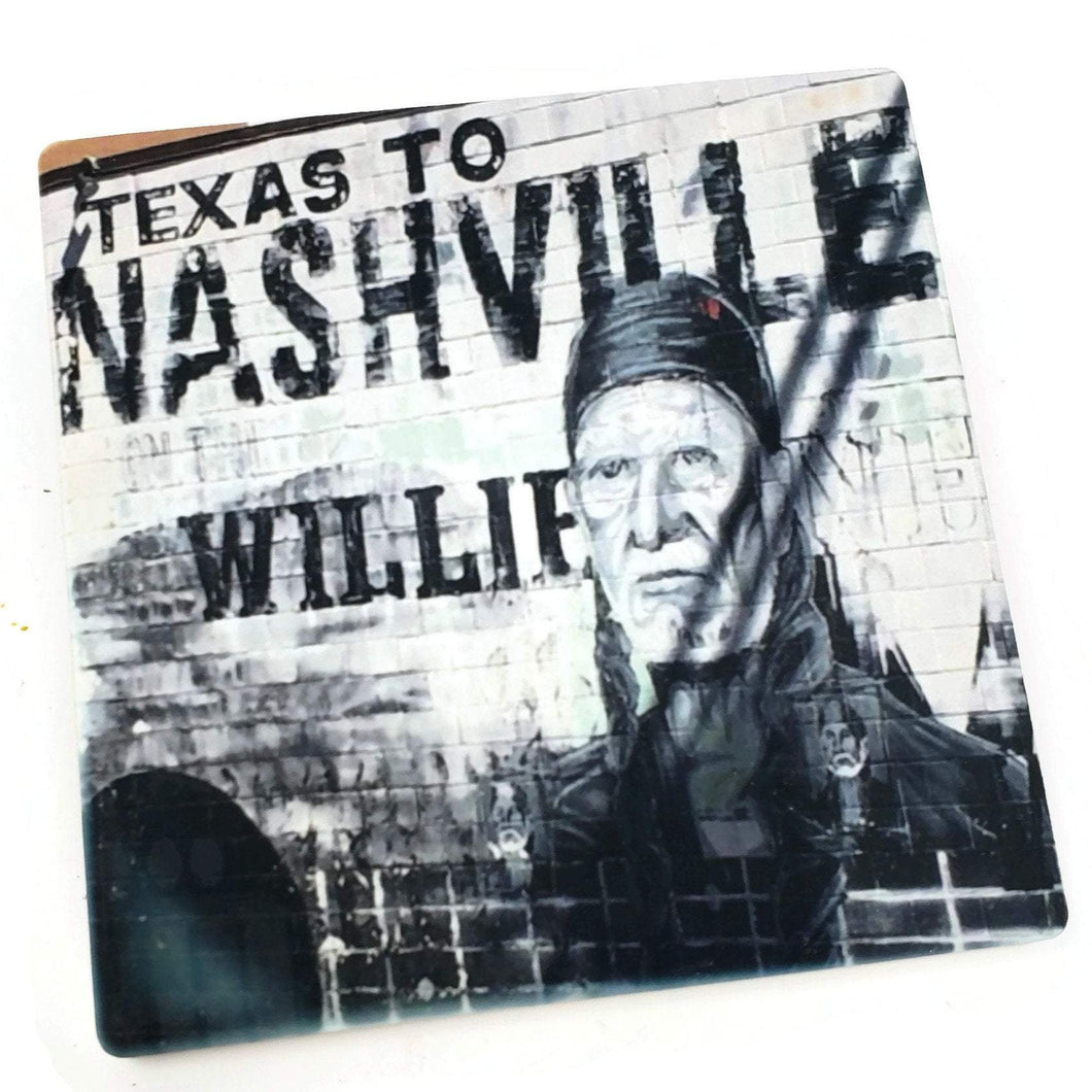 Willie Nelson Nashville Mural Sandstone Coaster